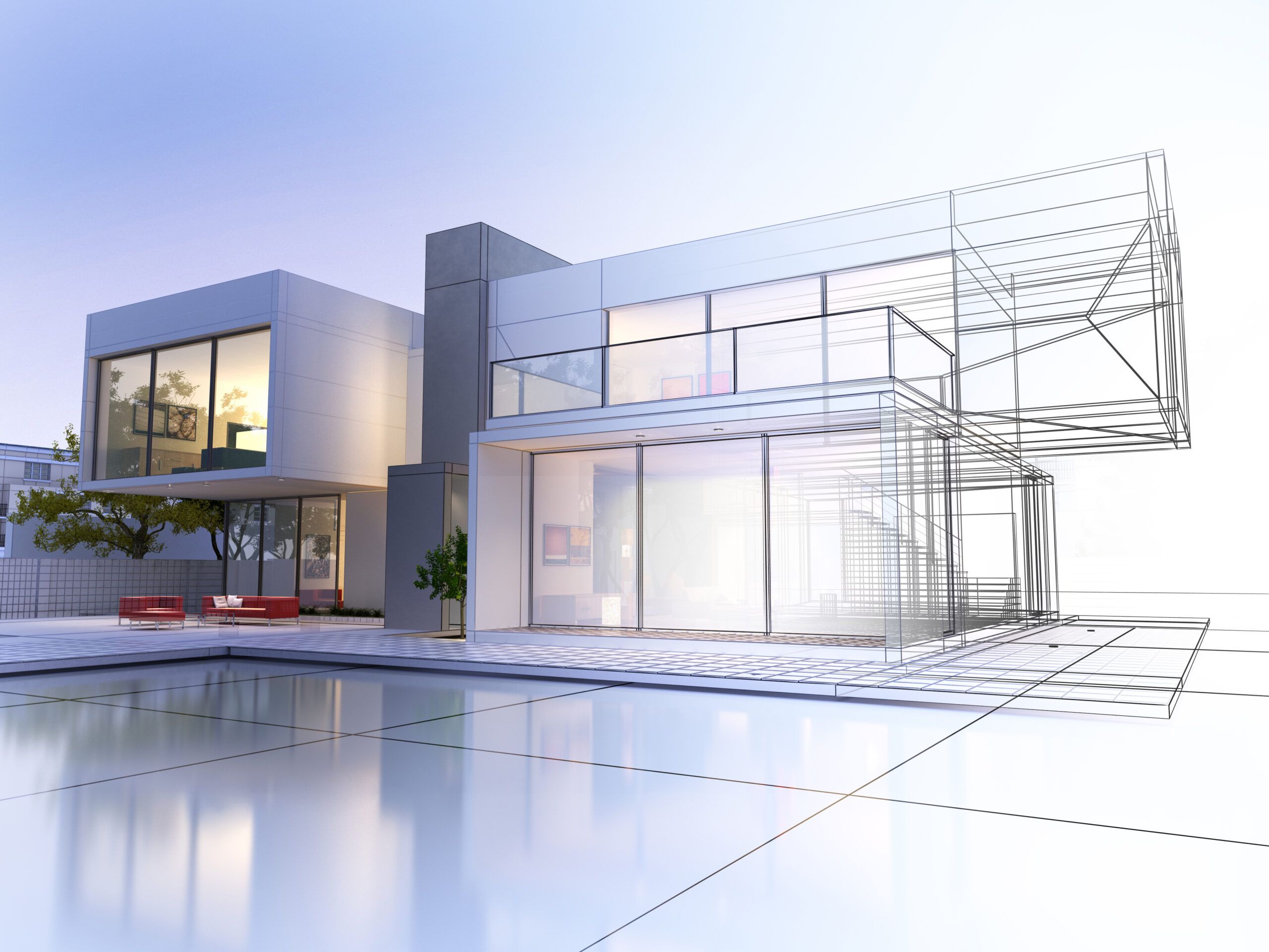 Blending creativity and precision: A modern architectural design combining hand-drawn sketches and 3D modelling to visualise your dream home