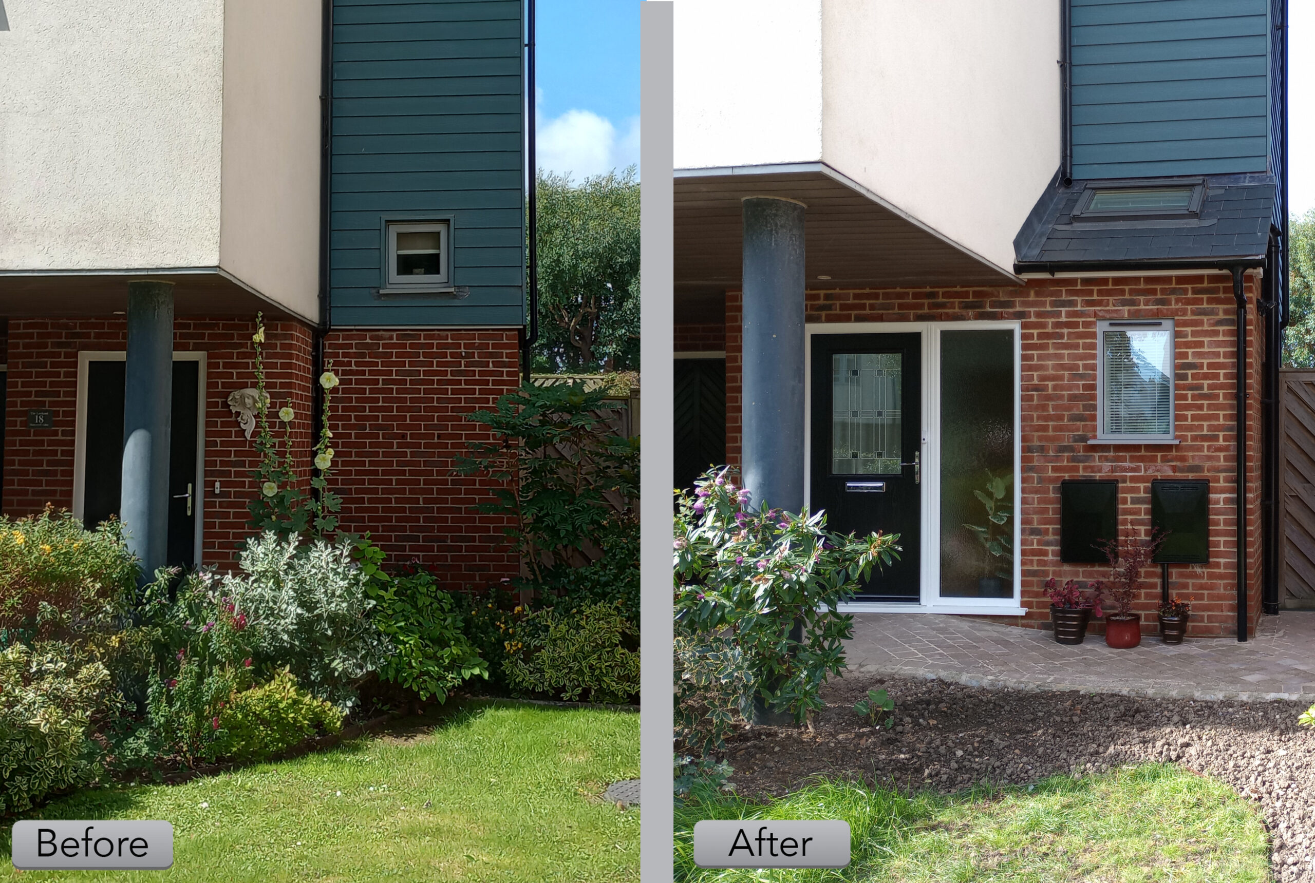 Before and After of front extension to transform internal space in Hythe, Kent